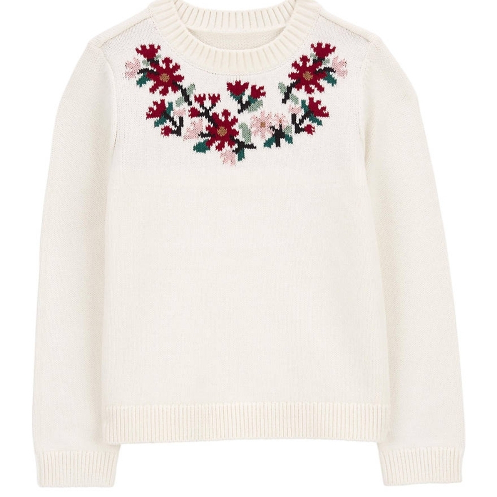 Carter's Cream Sweater with Floral Design